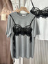 Lacey Detail Ladies Oversize T-Shirts